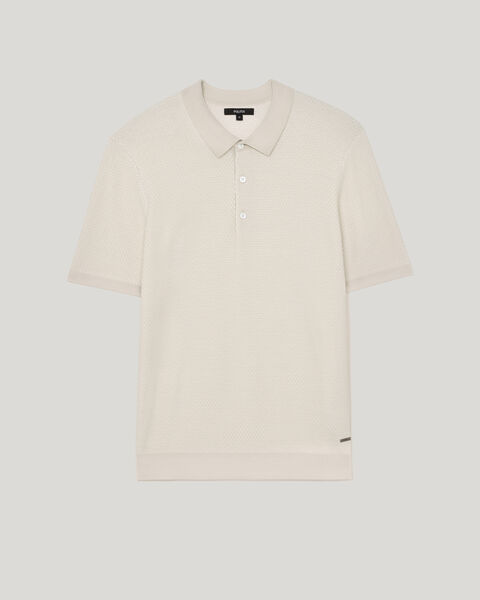 Waffle Lightweight Knit Polo, Natural, hi-res